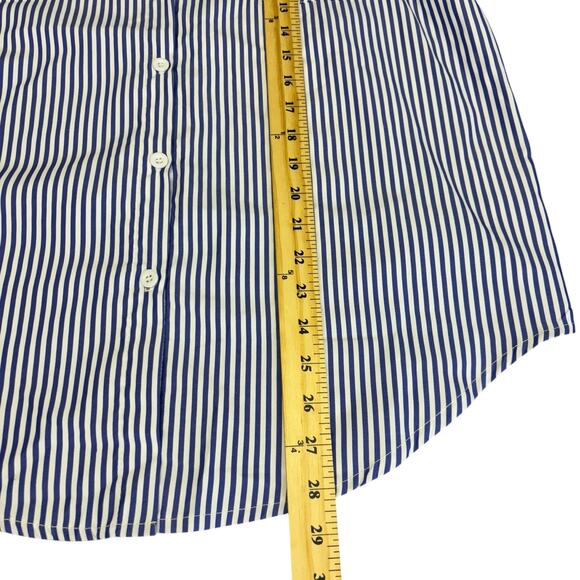 Pinstriped Blue and White Button Down Womens Shirt Blouse Plus 2XL Preppy Classy - Picture 7 of 8